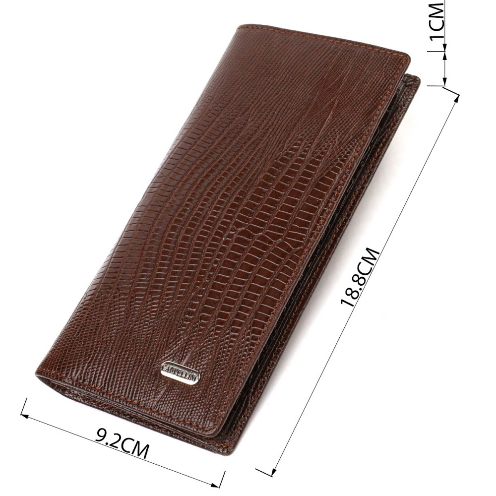 Фактурный мужской вертикальный бумажник без застежки из натуральной кожи с тиснением CANPELLINI 21903 Коричневый Киев - изображение 3