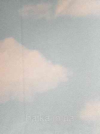 Шпалери вінілові на флізеліні AdaWall Ada Kids метрові дитячі небо з хмарами великі білі на яскраво-блакитному Київ