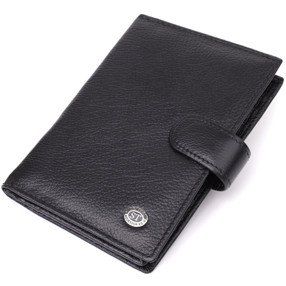 Містка обкладинка на документи унісекс з натуральної шкіри Чорний (ST Leather) Київ - фото 5