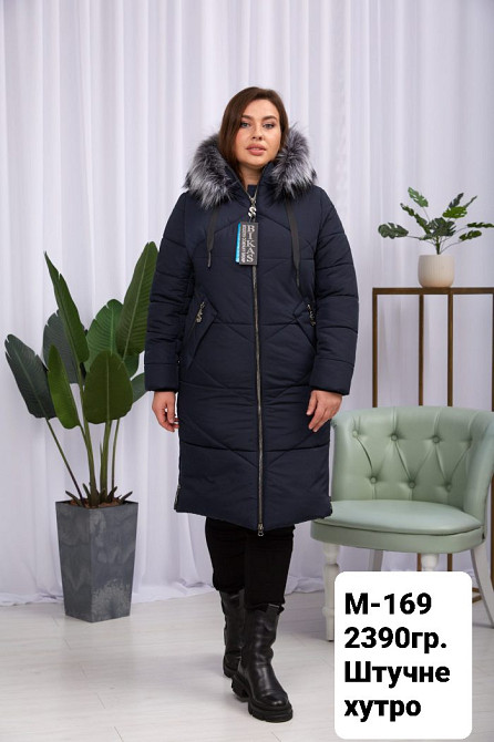 Жіноча подовжена зимова куртка великих розмірів із натуральним хутром.  56-66р. Київ - фото 2