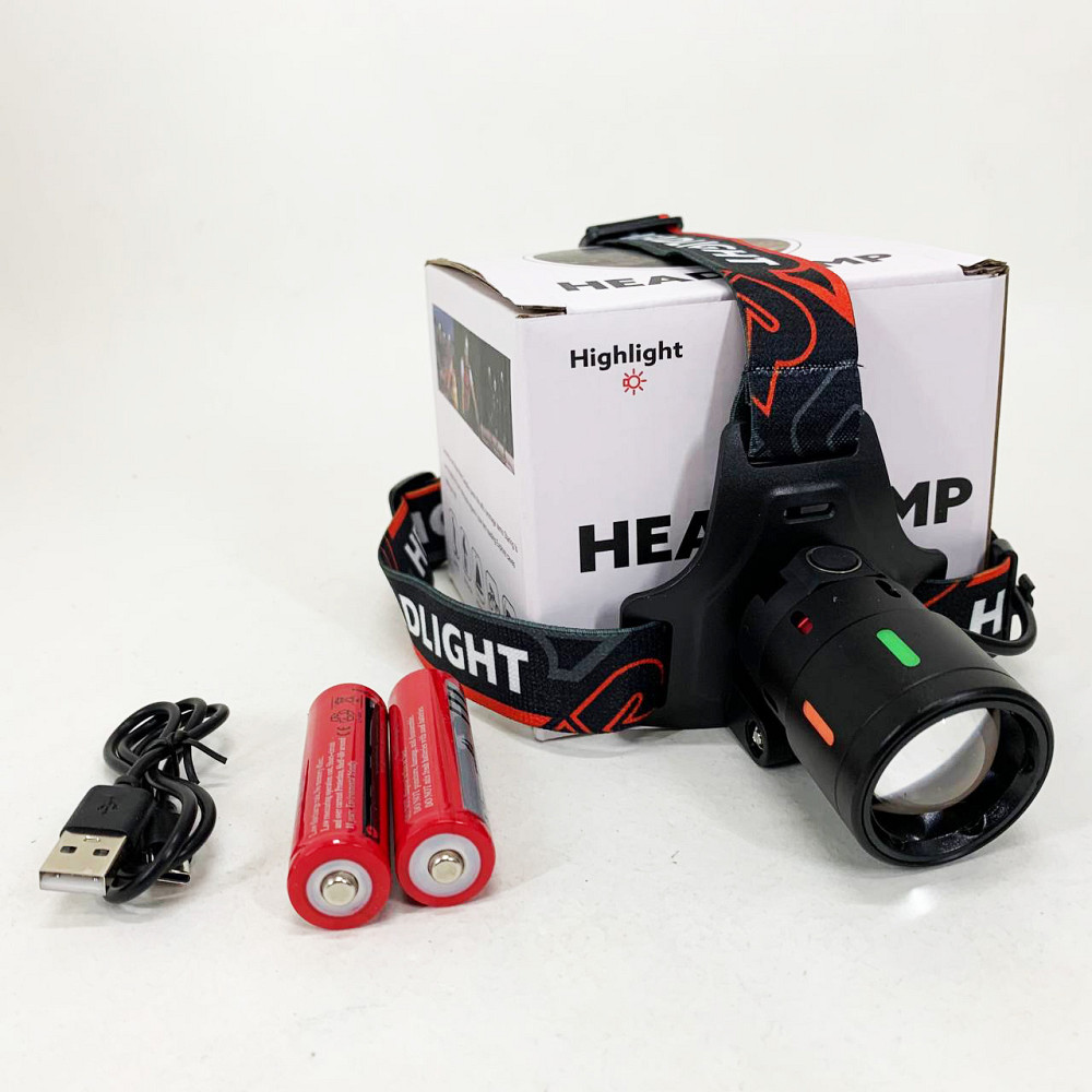 Тактичний налобний ліхтар на акумуляторі, Потужний налобний ліхтар для риболовлі прожектор HF-80 Львів - фото 4