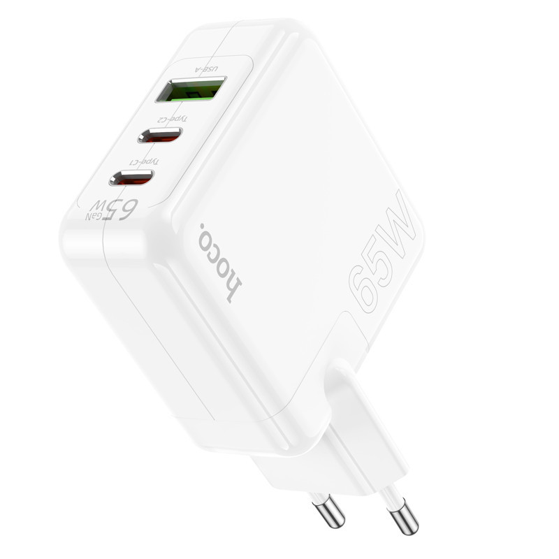 Мережевий зарядний пристрій HOCO C115A Header PD65W GaN three-port(2C1A) charger White Одеса - фото 7