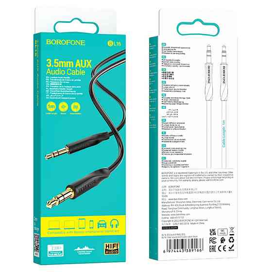 Аудiо кабель BOROFONE BL16 Clear sound AUX audio cable, колір чорний BL16B Одеса