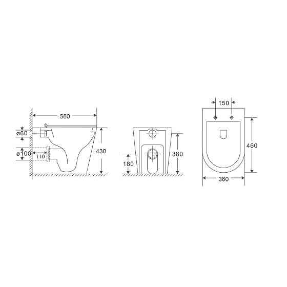 Унітаз підлоговий безбачковий MIXXUS PREMIUM BEVEL-0701-T1 580х365х430mm, система змиву TORNADO 1.0  ( MP6597 ) 39376 Харків