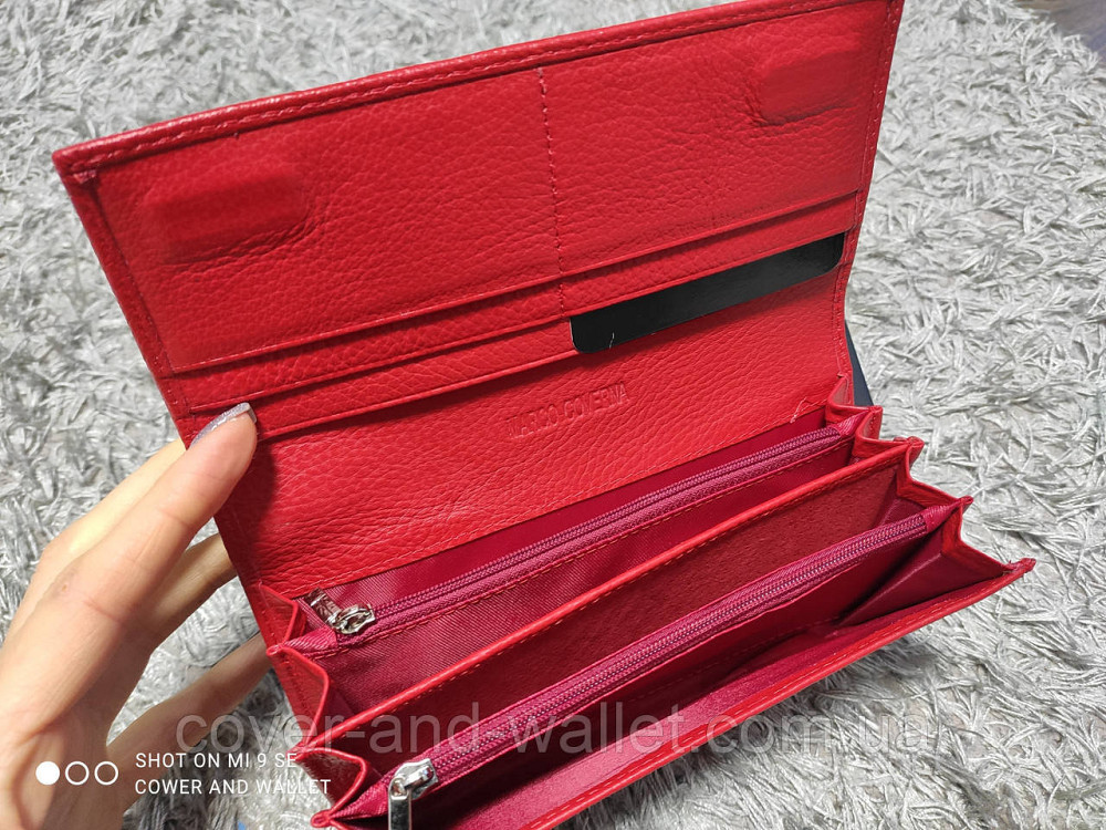 Класичний шкіряний жіночий гаманець червоного кольору Marco Coverna MA 501-1 Київ - фото 3