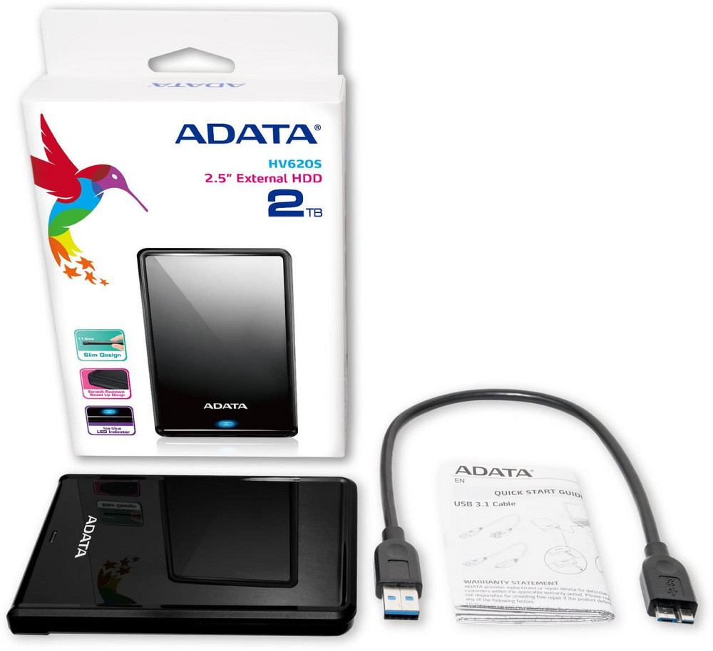 Жорсткий диск ADATA 2TB Slim Black USB 3.2 Київ - фото 3