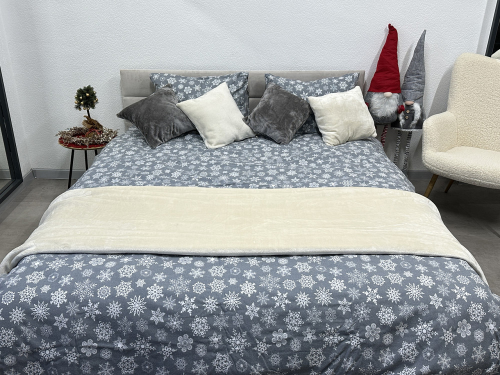 Ecotton Комплект постільної білизни Ecotton двоспальний 180х215 см сірий зимовий Сніжинка Коломыя - изображение 1