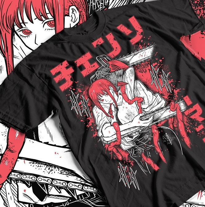 Футболка для хлопчика з аніме принтом Людина-бензопила оверсайз (зріст від 165 до 180) Чорний AnimeJ0264m Дніпро - фото 1