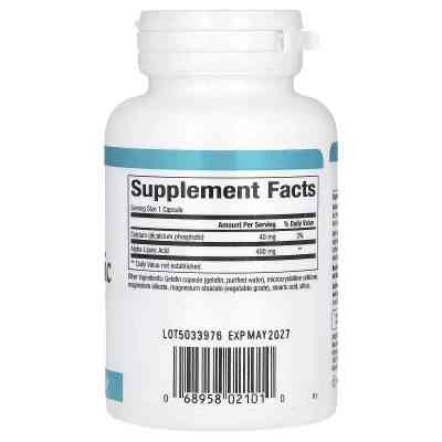 Витаминно-минеральный комплекс Natural Factors Альфа-липоевая кислота, 400 мг, Alpha-Lipoic Acid, 60 капсул (NFS-02101) Вінниця