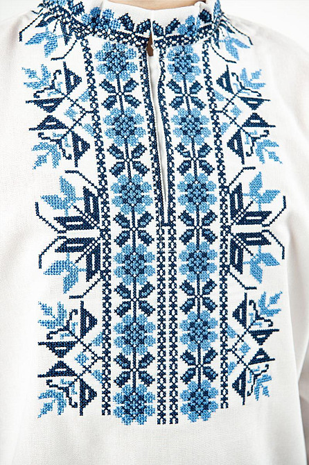 Вышиванка для мальчиков с длинным рукавом,  льняная, белая, топ Киев - изображение 3