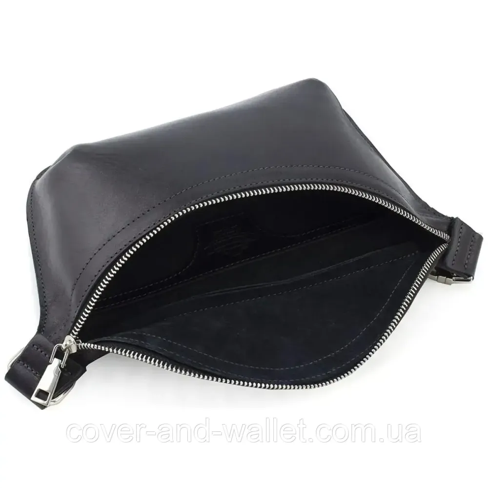 Модная женская сумка бананка из натуральной кожи черного цвета Grande Pelle 743610 Киев - изображение 8