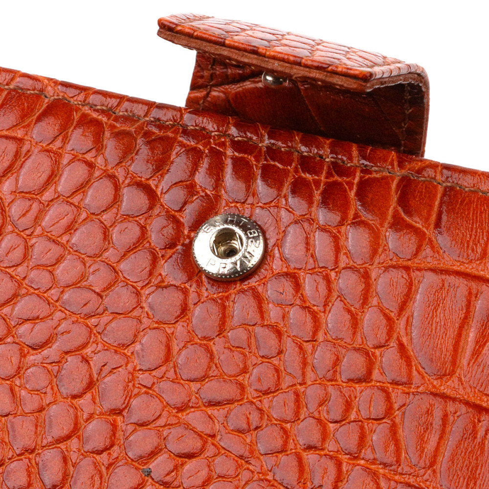 Лакированное вертикальное мужское портмоне из натуральной фактурной кожи с тиснением под крокодила Коричневое (CANPELLINI) Киев - изображение 9
