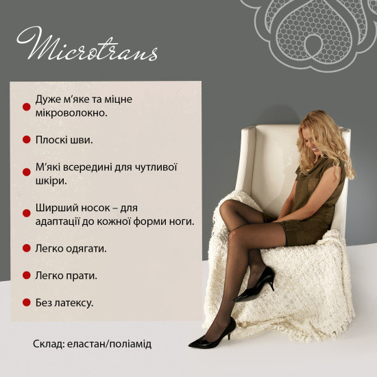 Гольфи компресійні медичні 2 клас стандартні (чорний) Microtrans Мікрофібра Дніпро - фото 6
