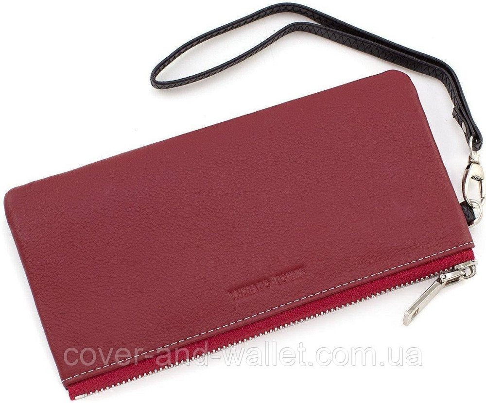 Стильный тонкий женский кошелек на змейке бордового цвета Marco Coverna 88806 Киев - изображение 2