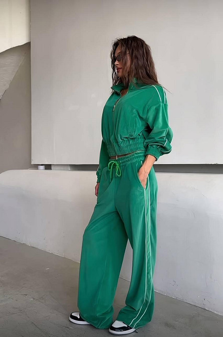 Велюровый костюм с лампасами Зелёный 42/46 Харьков - изображение 3