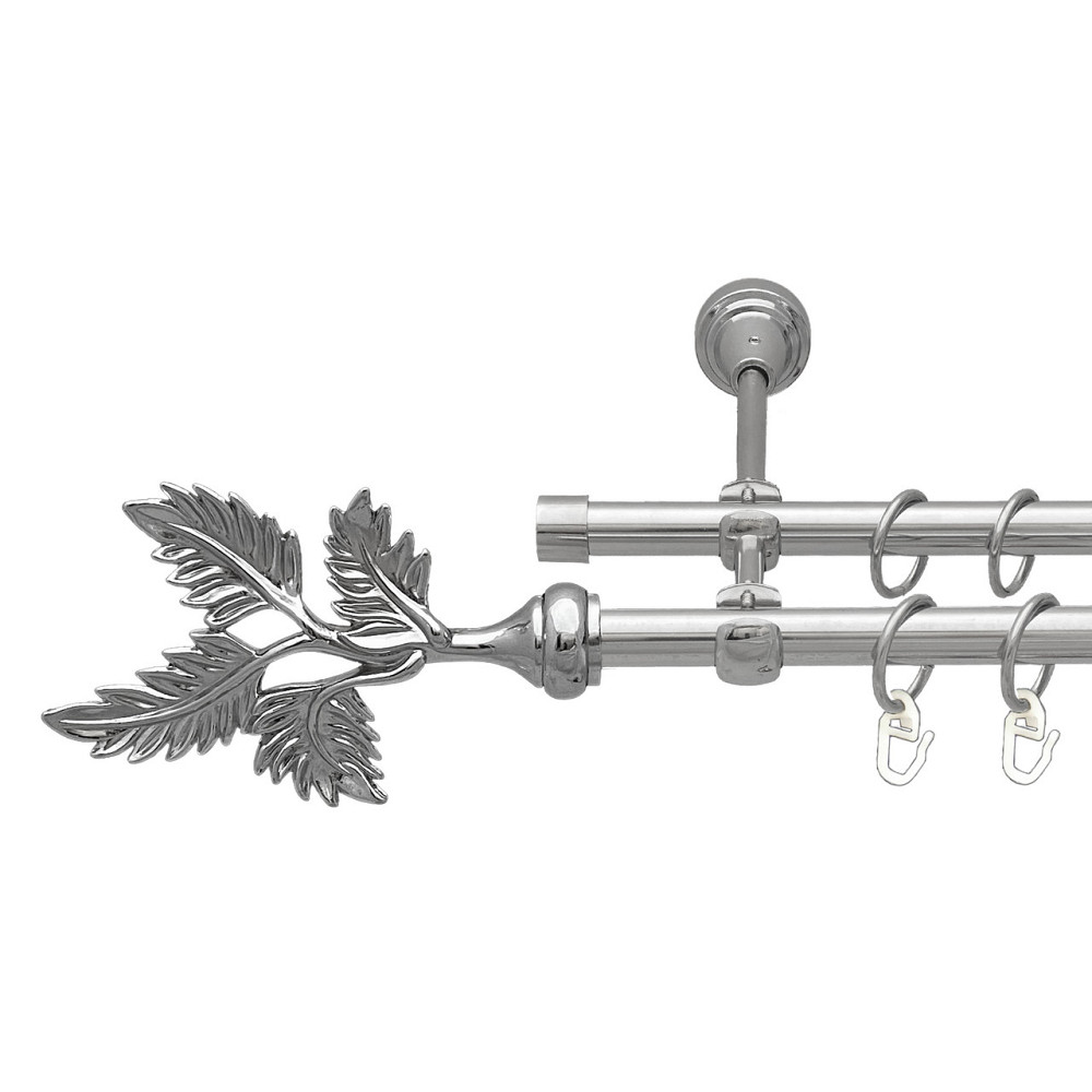 Карниз Orvit Папороть металевий дворядний відкритий Хром 16\16 мм 160 см (7387769) Львов - изображение 1