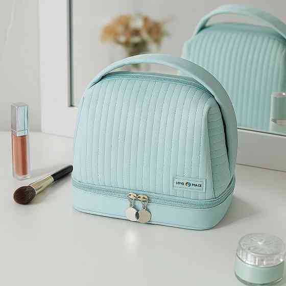 Косметичка для пренадлежностей из искусственной кожи для макияжа,голубая Каменец-Подольский