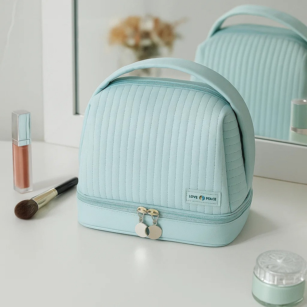 Косметичка для приладдя зі штучної шкіри для макіяжу, блакитна Кам'янець-Подільський - фото 1