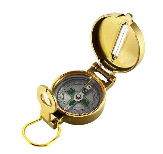 Офицерский складной компас PF-TCP металлический с лупой Золотистый Киев