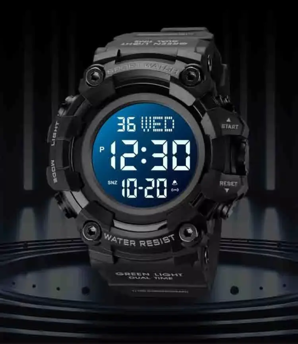 Тактичний чоловічий годинник Skmei 1968 Чорний з чорним циферблатом Київ - фото 3