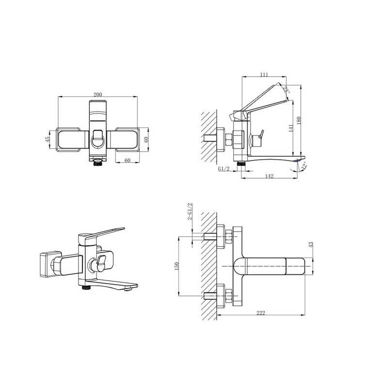 Змішувач для ванни Mixxus Wilson 009 Euro MI7130 Харків - фото 2