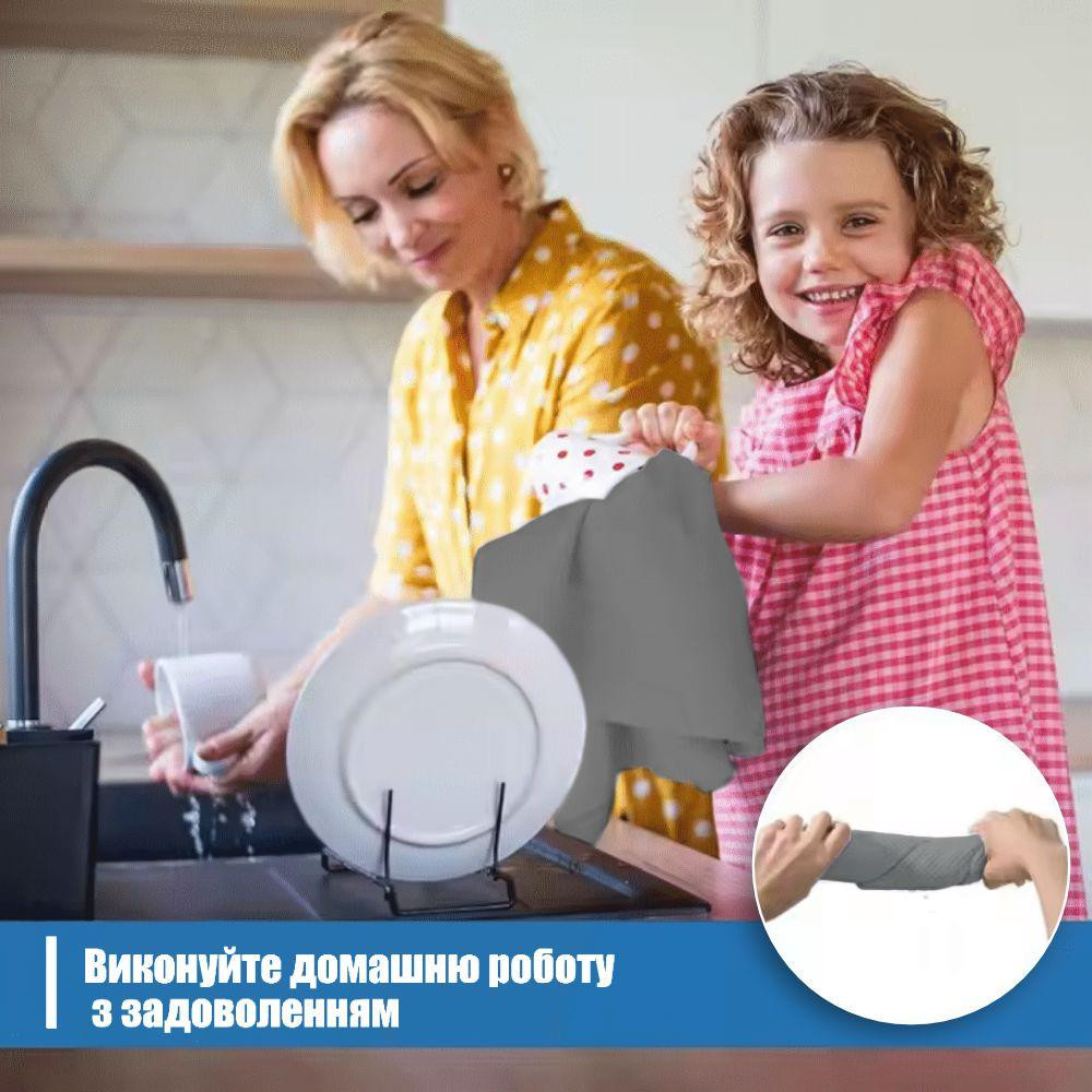 Набір 4 кухонні вафельні рушники Aquarius мікрофібра 40 х 60 см Сірий - М'які Суперпоглинаючі Буча - фото 6