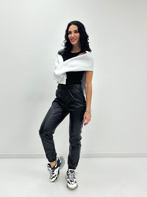 Штаны из экокожи на флисе Calvin 42-44, Черный Киев - изображение 5