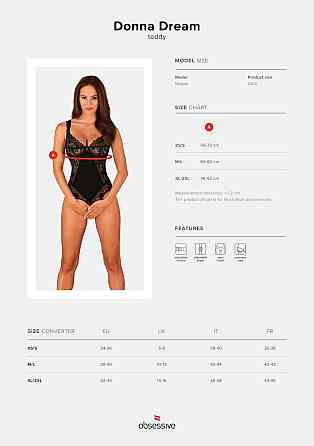 Мереживне боді Obsessive Donna Dream crotchless teddy M/L Black, відкритий доступ Sex Aura Київ