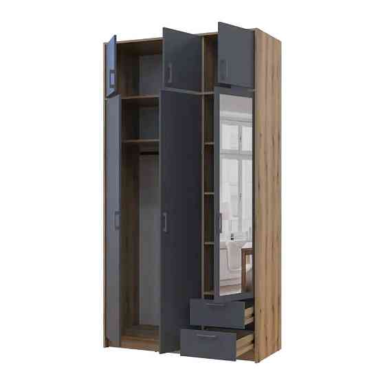 Шкаф для одежды Doros Ронди с антресолью и зеркалом Дуб Артизан/Графит 3ДСП 121х52х236 DRS-011676 (80737820) Львов