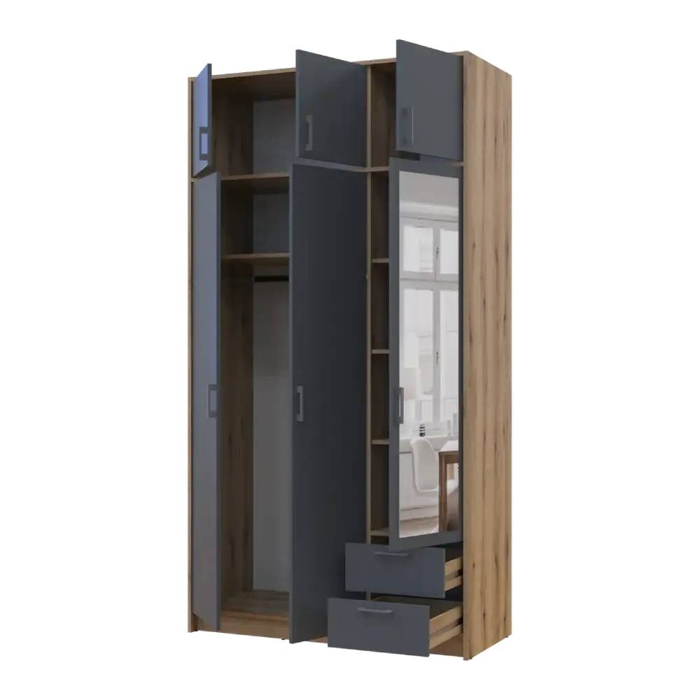 Шкаф для одежды Doros Ронди с антресолью и зеркалом Дуб Артизан/Графит 3ДСП 121х52х236 DRS-011676 (80737820) Львов - изображение 2