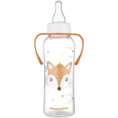 Бутылочка для кормления Canpol babies CUTE ANIMALS стандартная с ручками 250 мл оранжевая (11/845_ora) Винница
