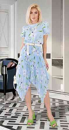 Красивое голубое платье плиссе (52) Киев