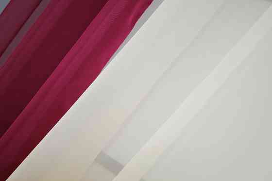 Кухонные шторы VR-Textil № 017к комбинированные с подвязками бордовый с бежевым 265х170 см (50-564) Киев