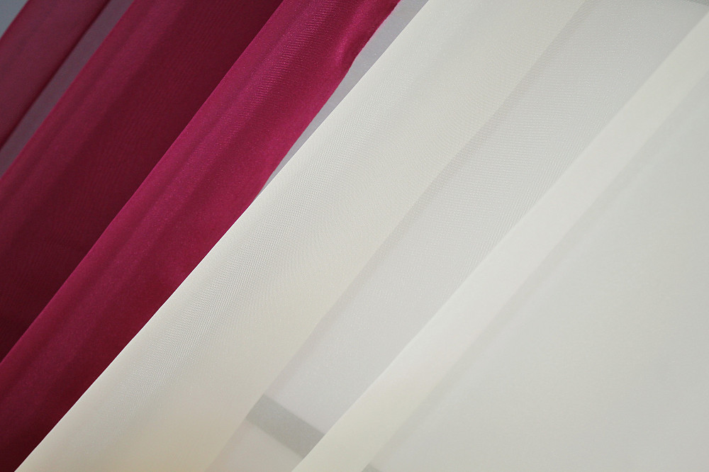 Кухонные шторы VR-Textil № 017к комбинированные с подвязками бордовый с бежевым 265х170 см (50-564) Киев - изображение 5