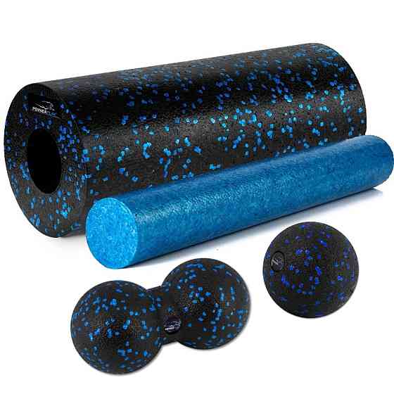 Масажний набір PowerPlay PP_4015 EPP Foam Roller Set 4in1 (2-ва роли + 2-ва м'ячі) Чорно-синій Кам'янське