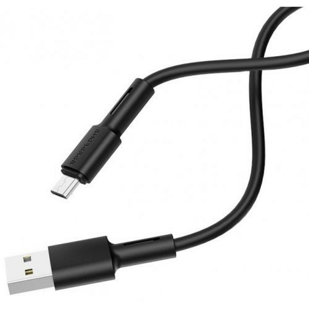 Кабель BOROFONE BX31 USB - Micro 2.4A, 1m, силіконовий, TPE конектори, колір чорний BX31MB Одеса - фото 3