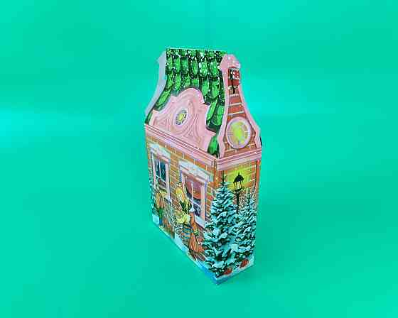 Святкове паковання для новорічних подарунків (700 грм) No239с "Новорічний будинок" (1 шт.) Харків