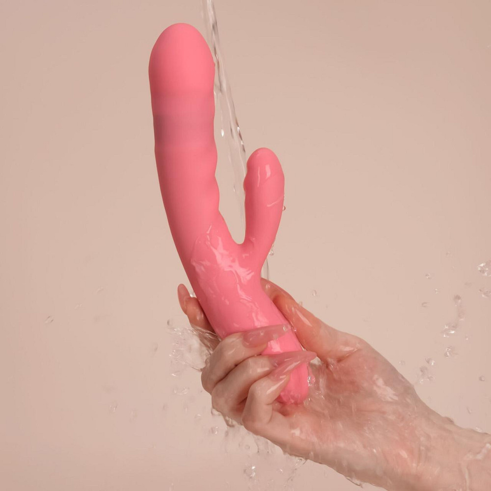Вибратор-кролик Svakom Avery Strawberry Pink с двигающимся стволом, движение вперед-назад Sex Aura Киев - изображение 10