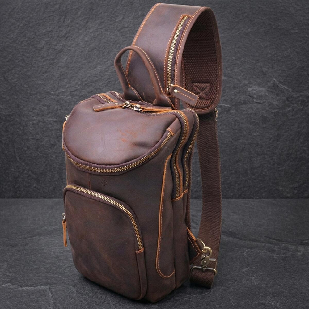Винтажная мужская сумка через плечо из натуральной кожи 21303 Vintage Коричневая Киев - изображение 11