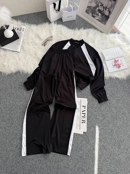 Жіночий прогулянковий костюм-двійка: кофта та штани трикотаж Чорний, 46/48 Одеса - фото 7