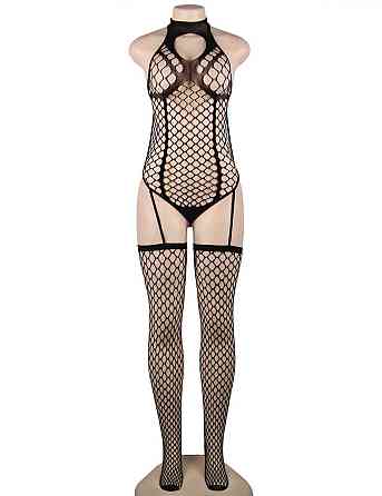 Комбинезон в сетку с имитацией чулков Star Night, черный Sex Aura Киев