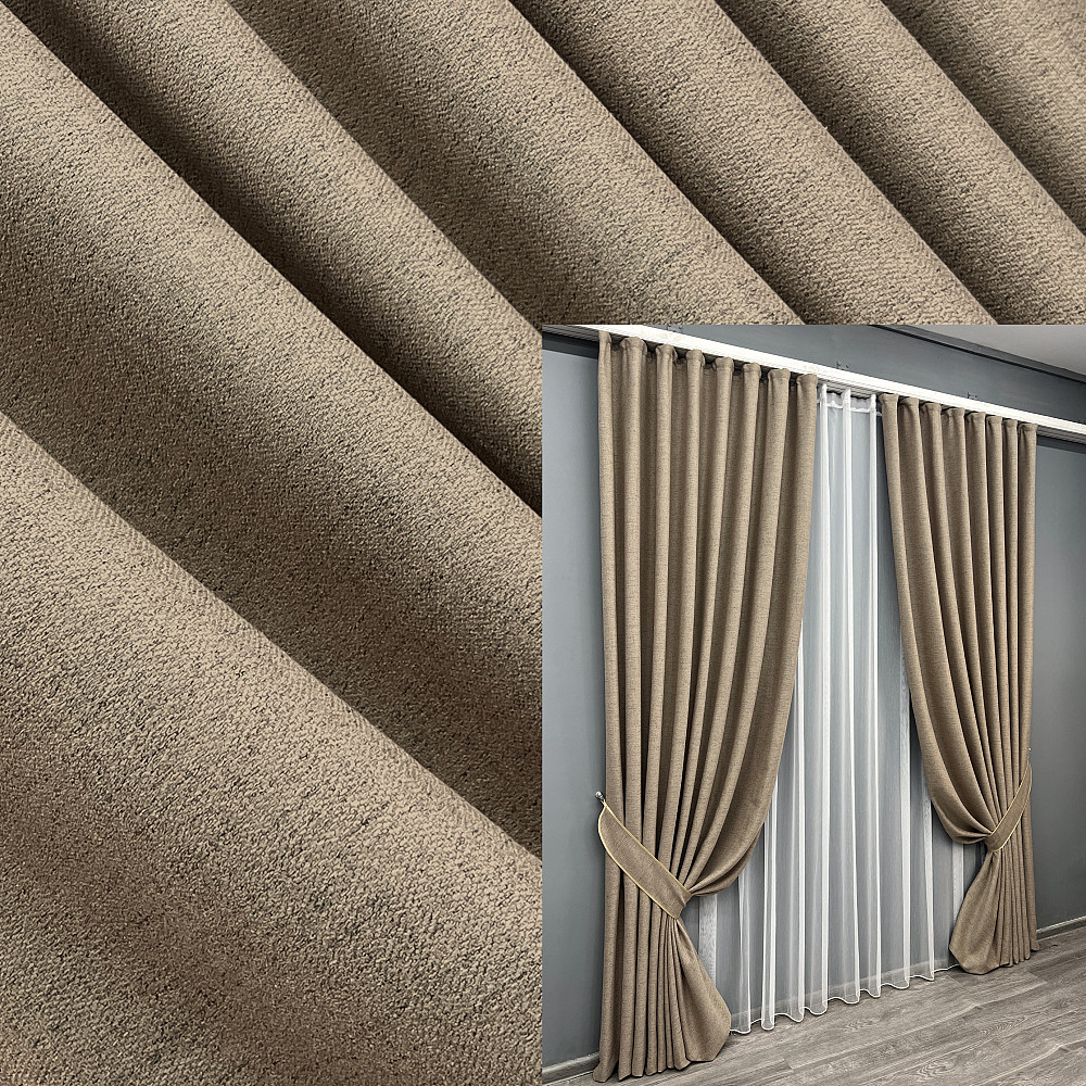 Комплект готових штор VR-Textil TWEED_V № 1912ш Капучино 200х290 см 2 шт (32-331) Київ - фото 1