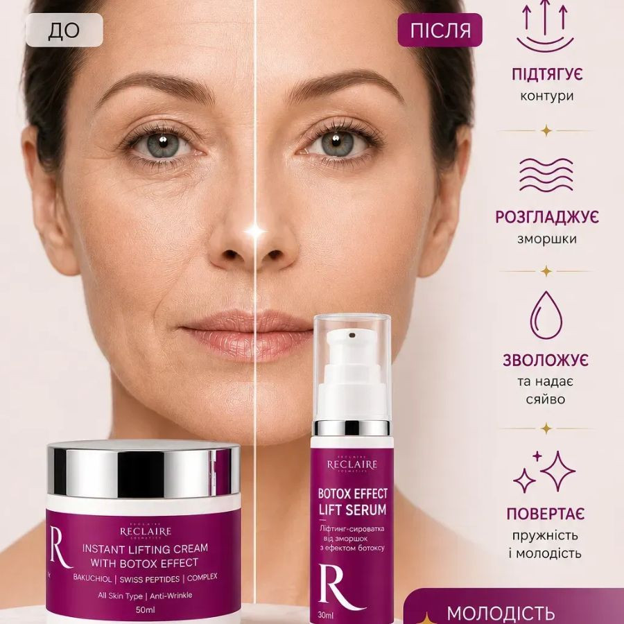 Набор против морщин с эффектом ботокса без инъекций Anti-Wrinkle Set with Botox Effect Reclaire cosmetics Киев - изображение 7