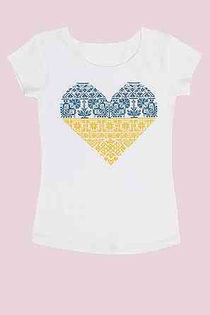 Вышиванка женская, белая, хлопок, футболка-вышиванка, футболка с вышивкой патриотическая Киев