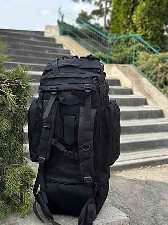 Міцний військовий рюкзак з матеріалу оксфорд, система моллі, анатомічний, чорний, 120 літрів Львів