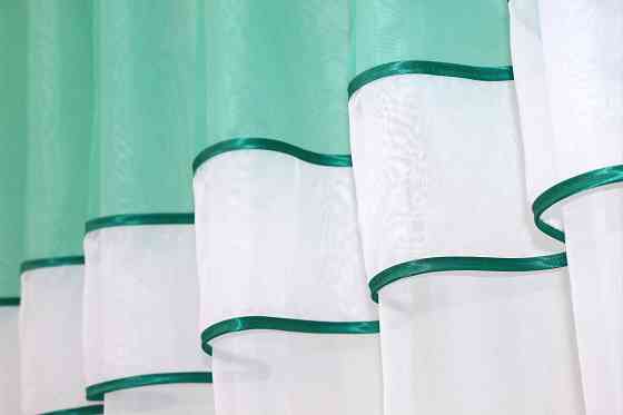 Кухонная занавеска VR-Textil № 018к штора и тюль с ламбрекеном бирюзовый с белым 280х170 см (52-0440) Киев