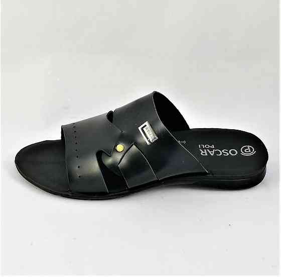 Мужские Шлёпанцы Тапочки Сланцы Чёрные Кожаные (размеры: 41,42,43,44,45) Днепр