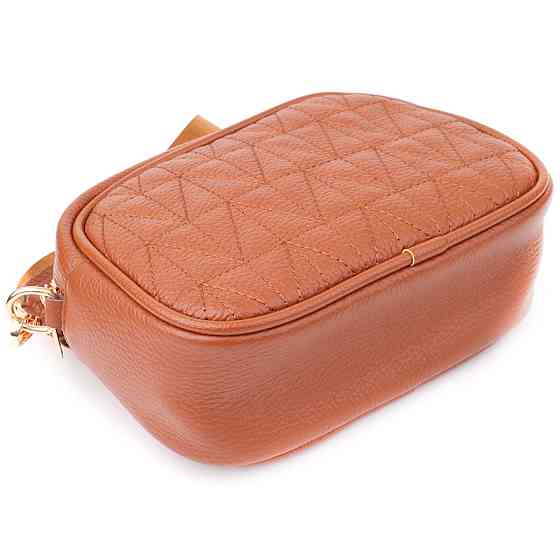 Стеганая сумка для женщин из натуральной кожи Vintage 22899 Рыжий Киев