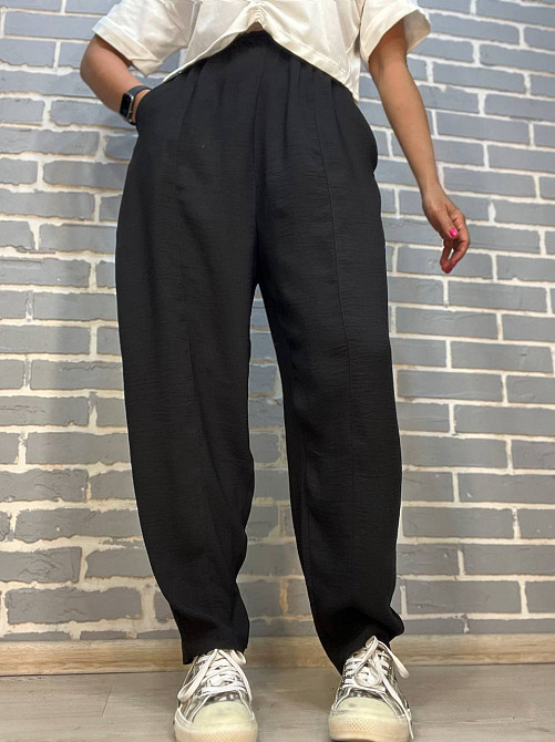 Брюки женские 0716 MOM шелковые с карманами черные, черный, L Киев - изображение 1