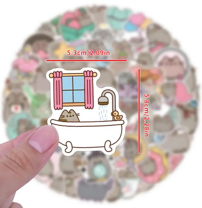 Набір вінілових наклейок (стікерів) кіт Пушин Pusheen (55 шт.) стікербомбінг для телефону, ноутбука Київ - фото 3